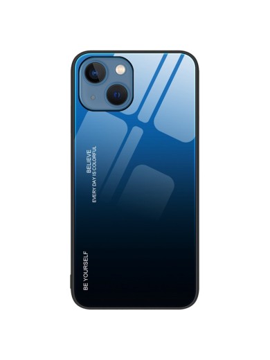 Предпазен гръб от закалено стъкло за Apple iPhone 14 - син и черен
