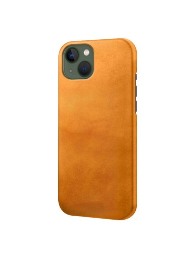 Предпазен гръб от eко кожа за Apple iPhone 14 - оранжев