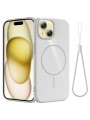 Предпазен гръб с каишка съвместим с MagSafe за Apple iPhone 14 - бял