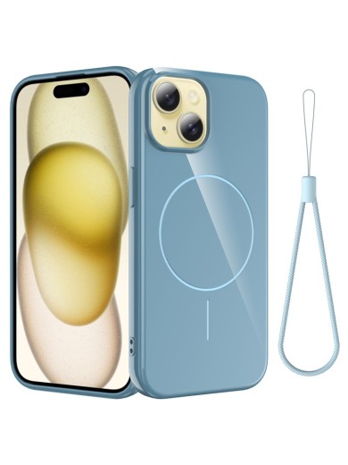 Предпазен гръб с каишка съвместим с MagSafe за Apple iPhone 14 - син
