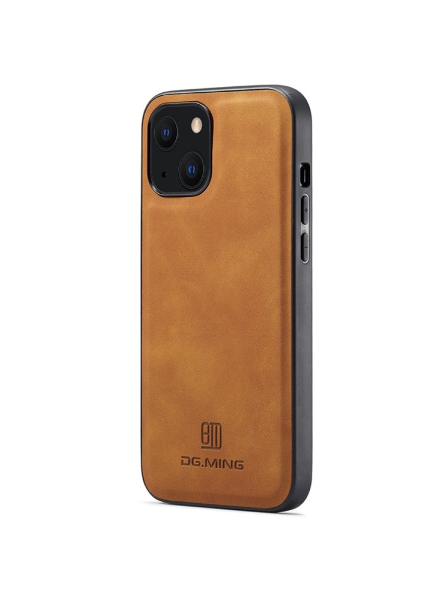 Устойчив на надраскване гръб с еко кожа за Apple iPhone 14 - кафяв