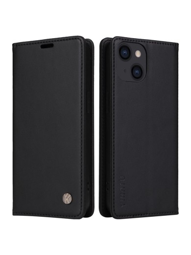 Калъф за телефон от еко кожа тип портмоне за Apple iPhone 14 - черен