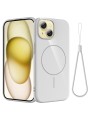 Предпазен гръб с каишка съвместим с MagSafe за Apple iPhone 14 Plus - бял