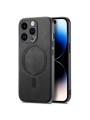 Предпазен гръб от еко кожа съвместим с MagSafe за Apple iPhone 14 Pro - черен
