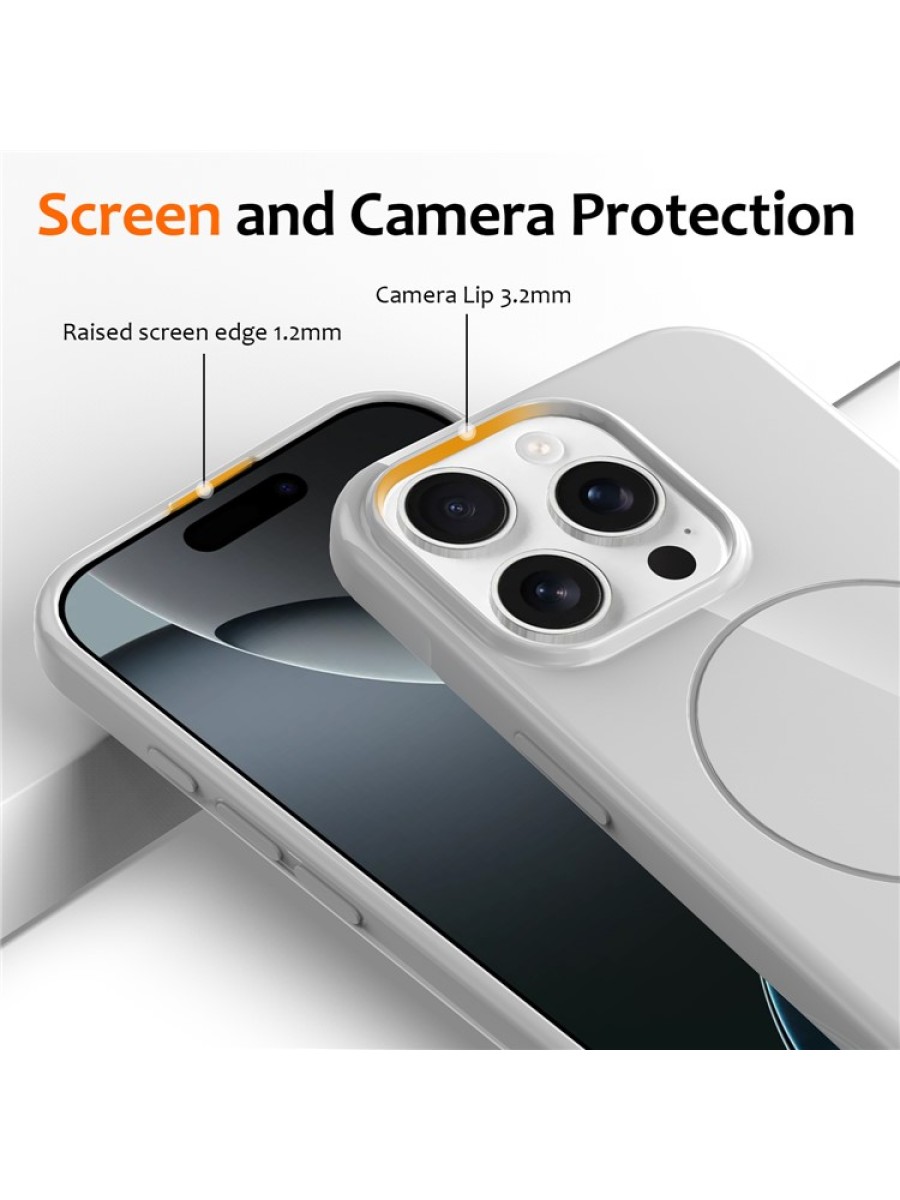 Предпазен гръб с каишка съвместим с MagSafe за Apple iPhone 14 Pro - бял