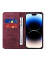 Калъф от еко кожа тип портмоне за Apple iPhone 14 Pro - червен