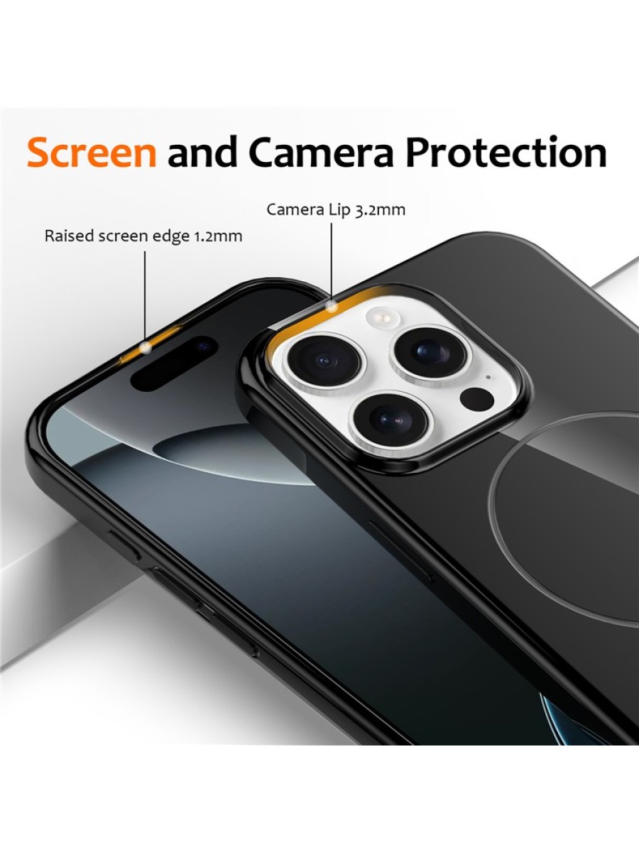 Предпазен гръб с каишка съвместим с MagSafe за Apple iPhone 14 Pro Max - черен