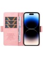 Калъф от еко кожа тип портмоне за Apple iPhone 14 Pro Max - розов