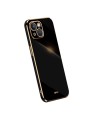 Предпазен удароустойчив гръб с галванизирана рамка за Apple iPhone 15 - черен