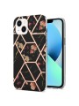 Предпазен удароустойчив гръб с цветни шарки за Apple iPhone 15 - черен