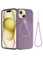 Предпазен гръб с каишка съвместим с MagSafe за Apple iPhone 15 - лилав