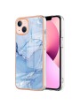 Предпазен удароустойчив гръб с мраморни шарки за Apple iPhone 15 - син