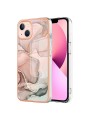Предпазен удароустойчив гръб с мраморни шарки за Apple iPhone 15 - розов