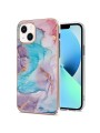 Предпазен удароустойчив гръб с цветни шарки за Apple iPhone 15 Plus - син