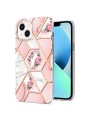 Предпазен удароустойчив гръб с цветни шарки за Apple iPhone 15 Plus - розов