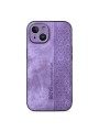 Противоплъзгащ се тънък гръб от еко кожа за Apple iPhone 15 Plus - лилав