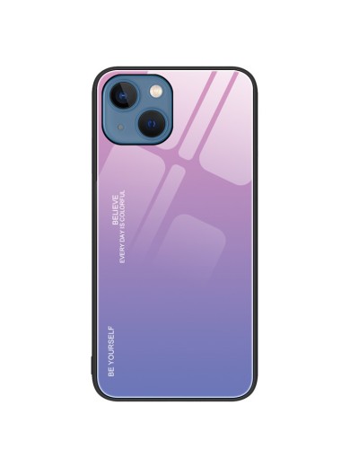 Предпазен гръб от закалено стъкло за Apple iPhone 15 Plus - розов и лилав