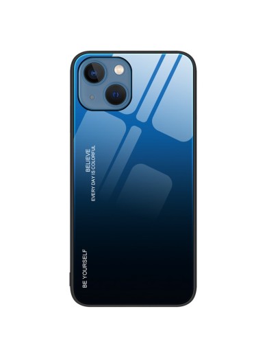 Предпазен гръб от закалено стъкло за Apple iPhone 15 Plus - син и черен