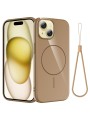 Предпазен гръб с каишка съвместим с MagSafe за Apple iPhone 15 Plus - златист