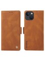Калъф от еко кожа тип портмоне за Apple iPhone 15 Plus - кафяв