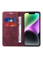 Калъф от еко кожа тип портмоне за Apple iPhone 15 Plus - червен