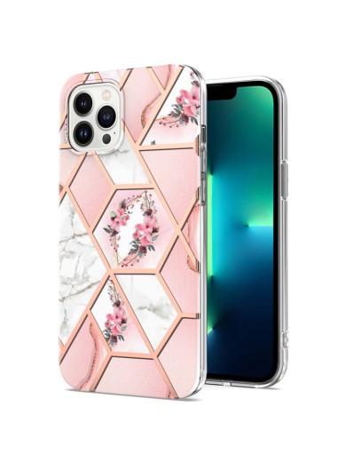 Предпазен удароустойчив гръб с цветни шарки за Apple iPhone 15 Pro - розов Предпазен удароустойчив гръб с цветни шарки за Apple iPhone 15 Pro - розов