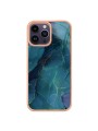 Предпазен удароустойчив гръб с мраморни шарки за Apple iPhone 15 Pro - зелен