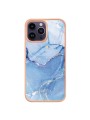 Предпазен удароустойчив гръб с мраморни шарки за Apple iPhone 15 Pro - син