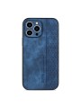 Противоплъзгащ се тънък гръб от еко кожа за Apple iPhone 15 Pro - син