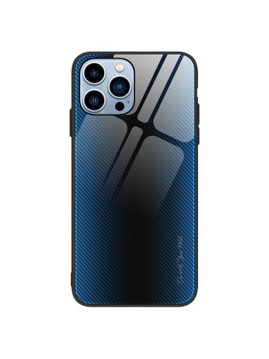Предпазен гръб от закалено стъкло и мек термопластичен полиуретан за Apple iPhone 15 Pro - син Предпазен гръб от закалено стъкло и мек термопластичен полиуретан за Apple iPhone 15 Pro - син
