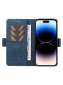 Калъф от еко кожа тип портмоне за Apple iPhone 15 Pro - син
