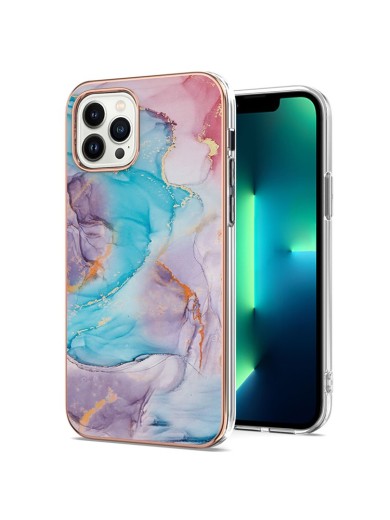 Предпазен удароустойчив гръб с цветни шарки за Apple iPhone 15 Pro Max - син