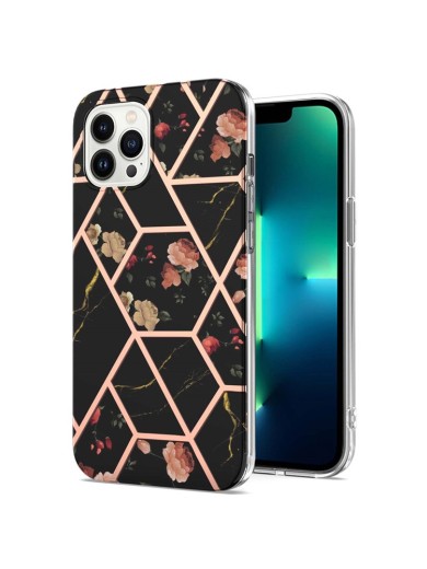 Предпазен удароустойчив гръб с цветни шарки за Apple iPhone 15 Pro Max - черен