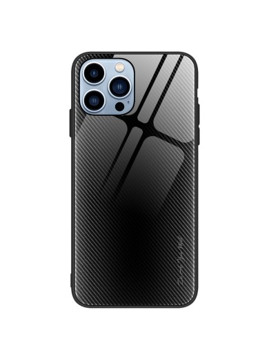 Предпазен гръб от закалено стъкло и мек термопластичен полиуретан за Apple iPhone 15 Pro Max - черен