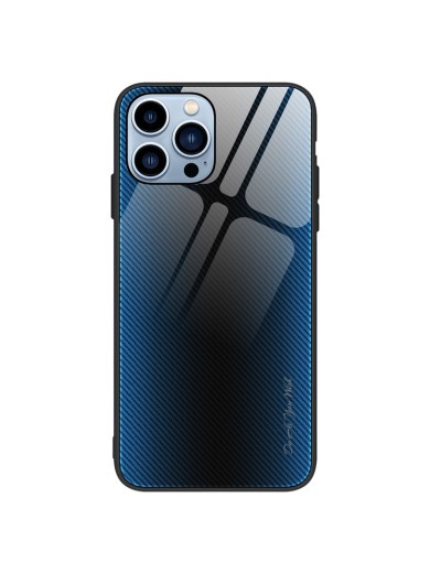 Предпазен гръб от закалено стъкло и мек термопластичен полиуретан за Apple iPhone 15 Pro Max - син и черен Предпазен гръб от закалено стъкло и мек термопластичен полиуретан за Apple iPhone 15 Pro Max - син и черен