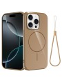 Предпазен гръб с каишка съвместим с MagSafe за Apple iPhone 15 Pro Max - златист