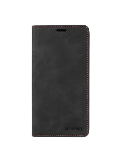 Калъф от еко кожа тип портмоне за Apple iPhone 15 Pro Max - черен