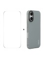 Полупрозрачен удароустойчив матов гръб за телефон и протектор за екран за Apple iPhone 16 - сив