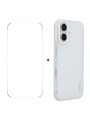 Полупрозрачен удароустойчив матов гръб за телефон и протектор за екран за Apple iPhone 16 - бял