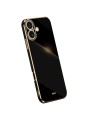 Предпазен удароустойчив гръб с галванизирана рамка за Apple iPhone 16 - черен