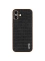 Предпазен гръб от еко кожа с крокодилски шарки за Apple iPhone 16 Plus - черен