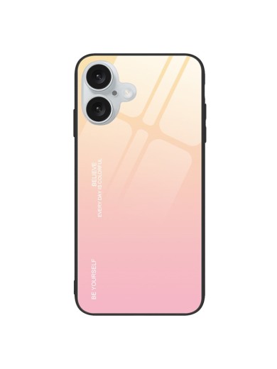 Предпазен гръб от закалено стъкло за Apple iPhone 16 Plus - златист и розов и черен Предпазен гръб от закалено стъкло за Apple iPhone 16 Plus - златист и розов и черен