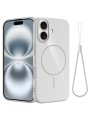 Предпазен гръб с каишка съвместим с MagSafe за Apple iPhone 16 Plus - бял