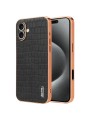 Предпазен гръб от еко кожа с крокодилски шарки за Apple iPhone 16 Plus - черен