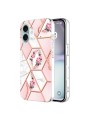 Предпазен удароустойчив гръб с цветни шарки за Apple iPhone 16 Plus - розов