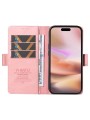 Калъф от еко кожа тип портмоне за Apple iPhone 16 Plus - розов
