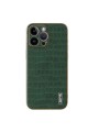 Предпазен гръб от еко кожа с крокодилски шарки за Apple iPhone 16 Pro - зелен