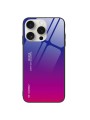Предпазен гръб от закалено стъкло за Apple iPhone 16 Pro - син и розов и черен
