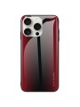 Предпазен гръб от закалено стъкло и мек термопластичен полиуретан за Apple iPhone 16 Pro - червен