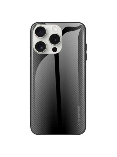 Предпазен гръб от закалено стъкло и мек термопластичен полиуретан за Apple iPhone 16 Pro - черен Предпазен гръб от закалено стъкло и мек термопластичен полиуретан за Apple iPhone 16 Pro - черен